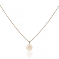 Timeless Round White Pearl Solitaire Pendant on Box Chain