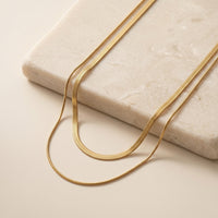 Luxury Dual Layered Herringbone Flat Snake Chain Necklace
