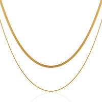 Luxury Dual Layered Herringbone Flat Snake Chain Necklace