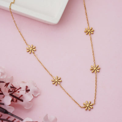 Elegant Daisy Flower Station Necklace - Second Image