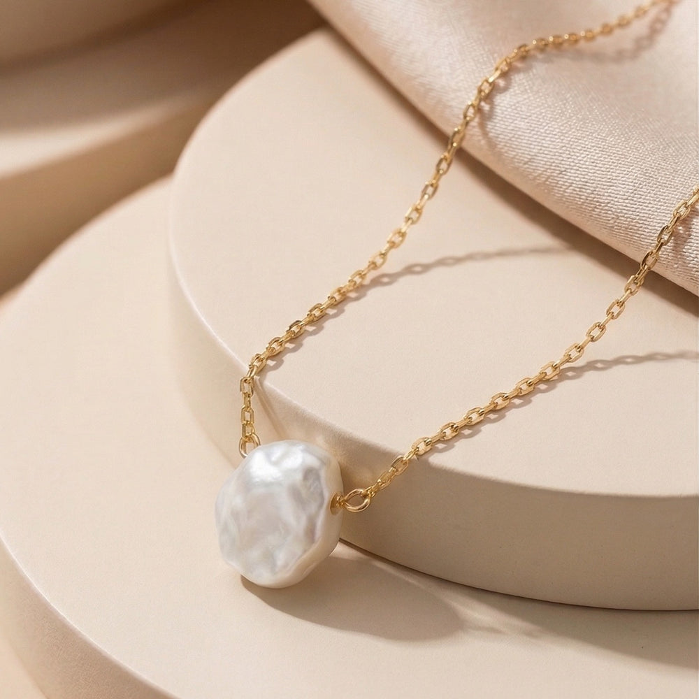 Minimalist Organic Hammered Nugget Pendant Necklace