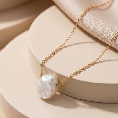 Minimalist Organic Hammered Nugget Pendant Necklace
