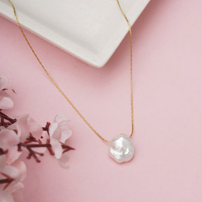 Minimalist Organic Hammered Nugget Pendant Necklace - Second Image