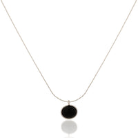 Classic Circular Black Onyx Style Pendant on Delicate Silver Chain
