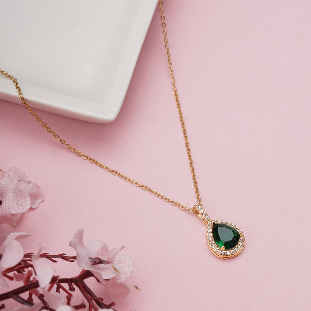 Pear Cut Emerald Green Gemstone Pendant