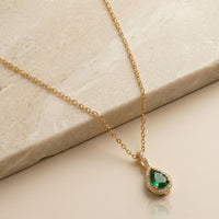 Pear Cut Emerald Green Gemstone Pendant