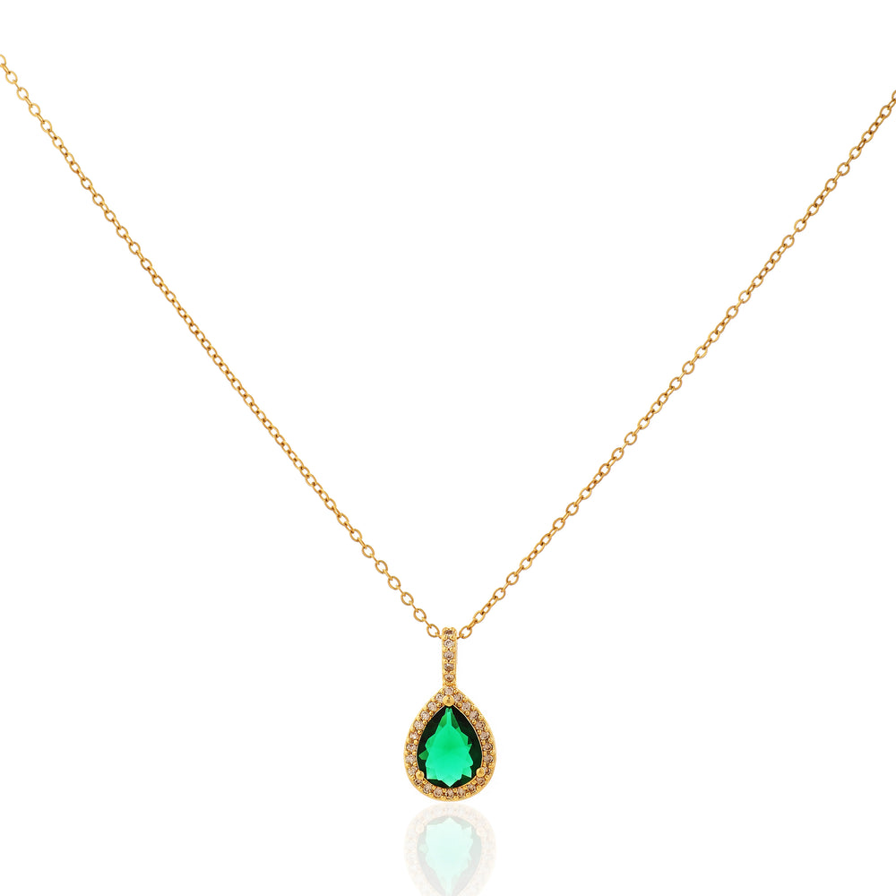 Pear Cut Emerald Green Gemstone Pendant
