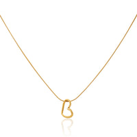 Dainty Gold Plated Open Heart Silhouette Pendant on Sleek Snake Chain