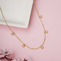 Elegant Satellite Bead Chain Necklace with Hanging Round Crystal Charms