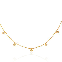 Elegant Satellite Bead Chain Necklace with Hanging Round Crystal Charms