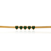 Luxury Multi-Heart Emerald Gemstone Choker on flat Herringbone Snake Chain