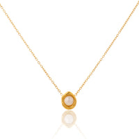 Minimalist Organic Bezel Set Pearl Pendant Necklace
