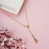 Sleek Teardrop Lariat Drop Necklace