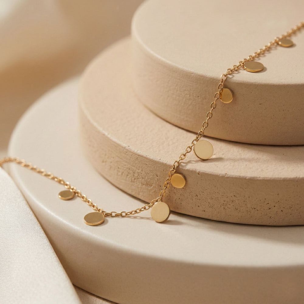 Trendy Gold Disc Coin Tassel Necklace