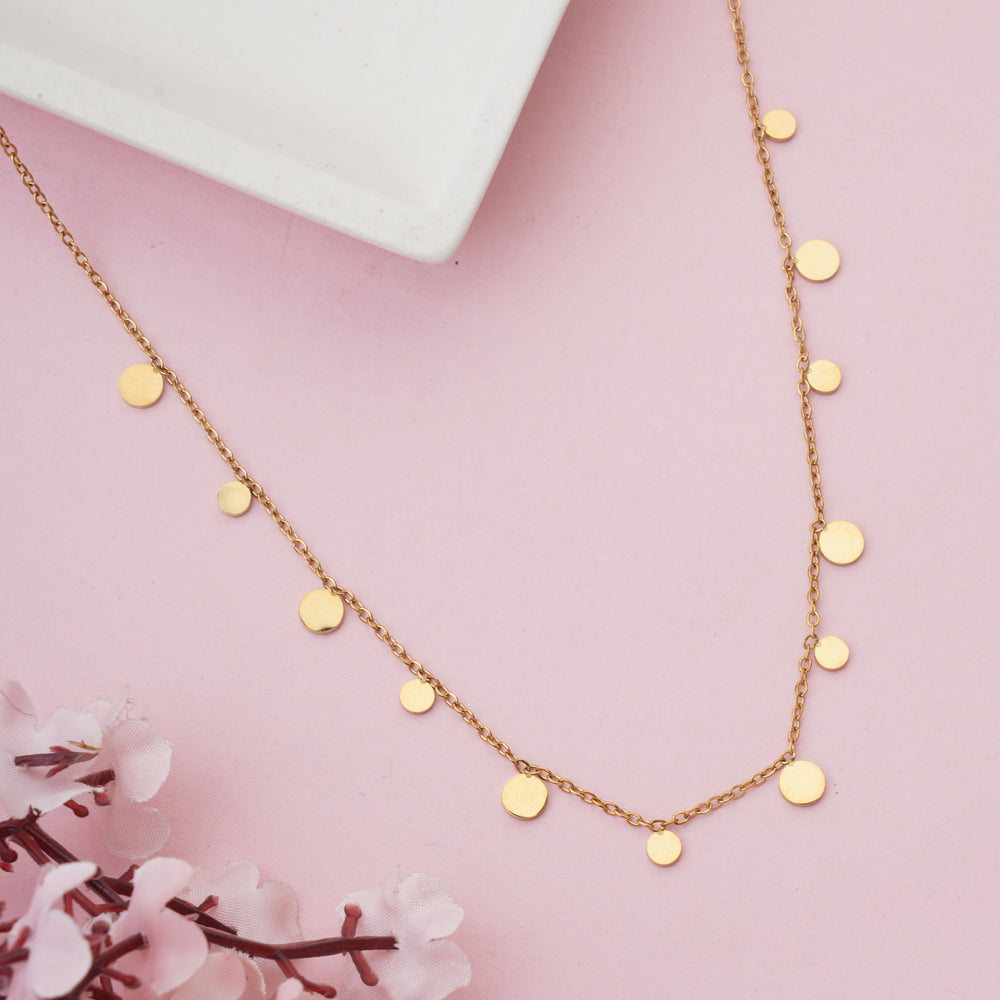 Trendy Gold Disc Coin Tassel Necklace