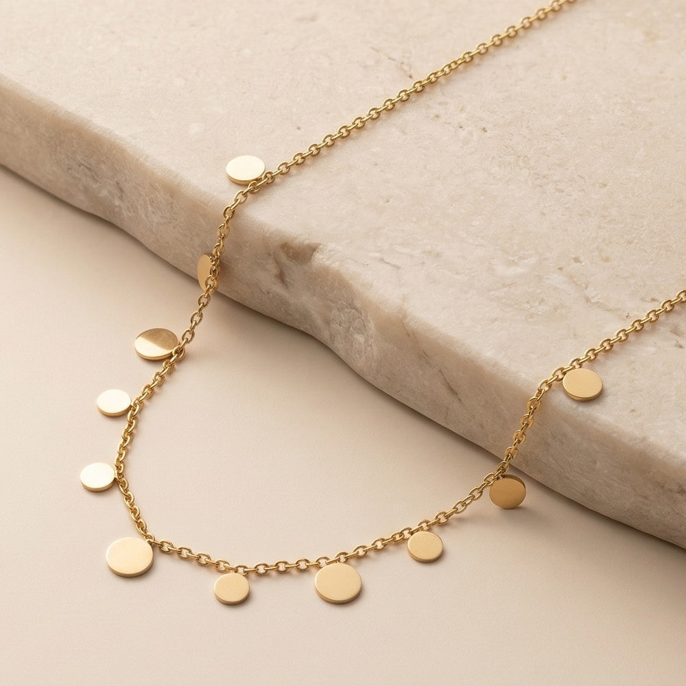 Trendy Gold Disc Coin Tassel Necklace