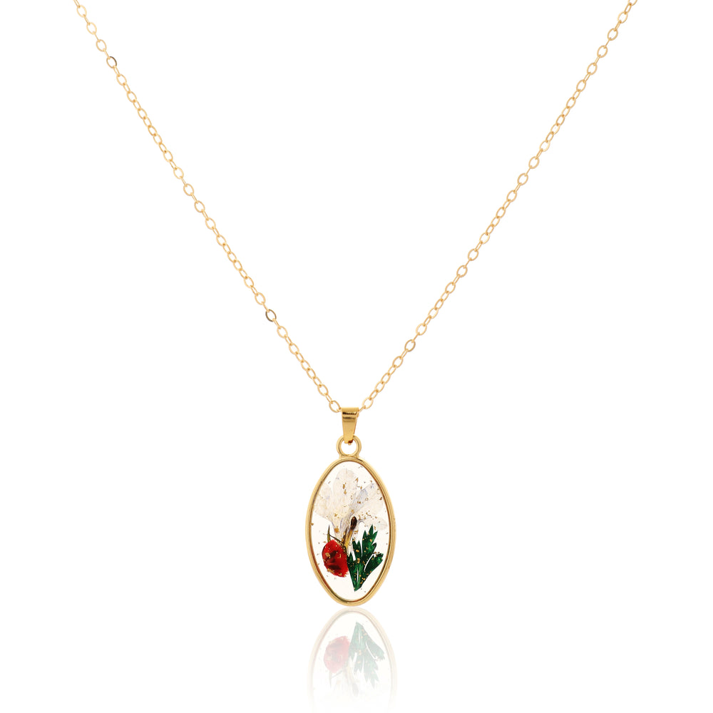 Unique Handmade Dried Flower Resin Pendant in Gold Frame