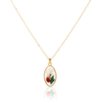 Unique Handmade Dried Flower Resin Pendant in Gold Frame