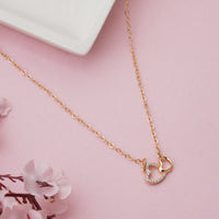Sparkling Interlocking Double Heart Pendant Necklace