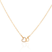 Sparkling Interlocking Double Heart Pendant Necklace