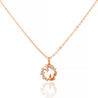 Elegant Rose Gold Floral Wreath Pendant with Crystal Accents