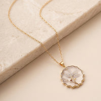 Handmade Scalloped Pressed Flower Pendant Necklace