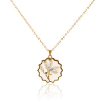 Handmade Scalloped Pressed Flower Pendant Necklace