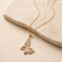 Exquisite Real Pressed Flower Butterfly Resin Necklace