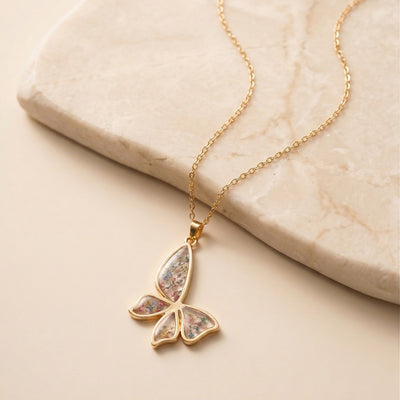 Exquisite Real Pressed Flower Butterfly Resin Necklace