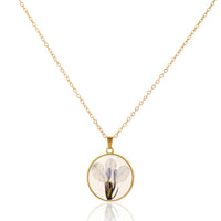 Dainty Circular Resin Necklace with Real Pressed Lavender-Tone Petals