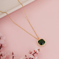 Classic Emerald Green Gemstone Pendant on Link Chain