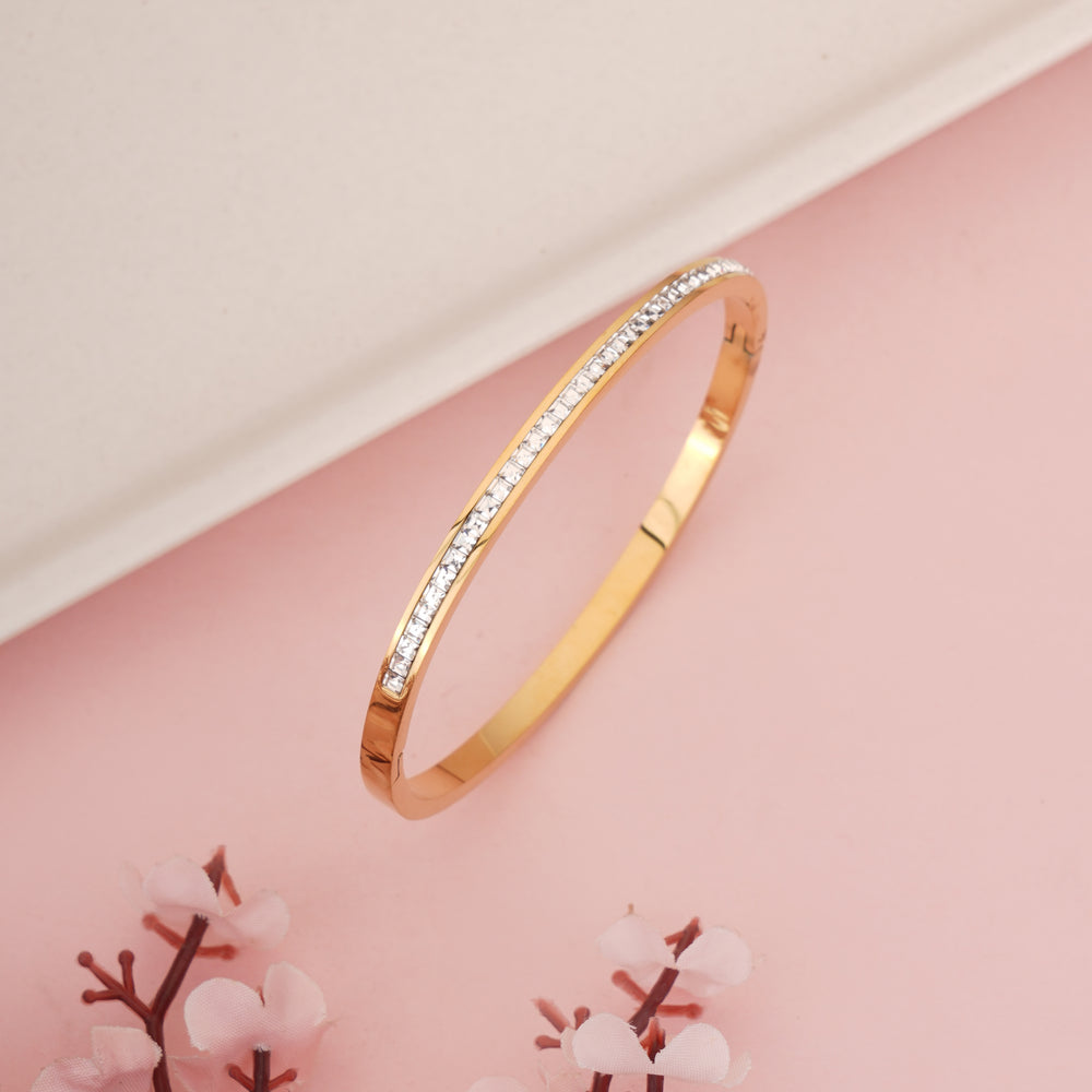 Elegant Gold Toned Crystal Kada for Party & Wedding Wear
