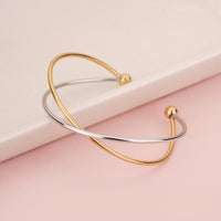 Gold & Silver Plated Stackable X-Shape Open Bracelet for Women