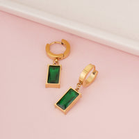 Designer Gold Plated with Emerald Green Color Cubic Zirconia Dangling Earing
