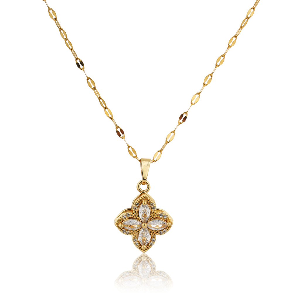Gold Flower Movable Anti Tarnish Anti Allergic chain girls women|Gift for Wife| Cubic Zirconia