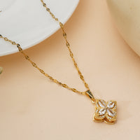 Gold Flower Movable Anti Tarnish Anti Allergic chain girls women|Gift for Wife| Cubic Zirconia
