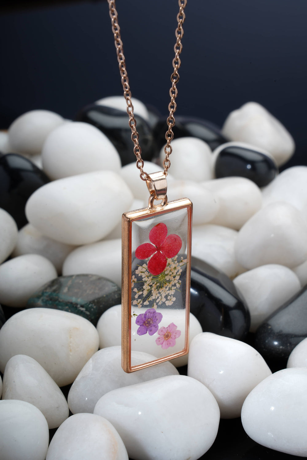 Dried Multi color Real Flower Resin Pendant chain for girls|Anniversary Gift|