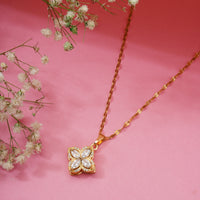 Gold Flower Movable Anti Tarnish Anti Allergic chain girls women|Gift for Wife| Cubic Zirconia