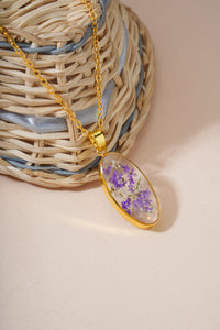 Dried hydrangeas Real Flower Resin Pendant chain for girls