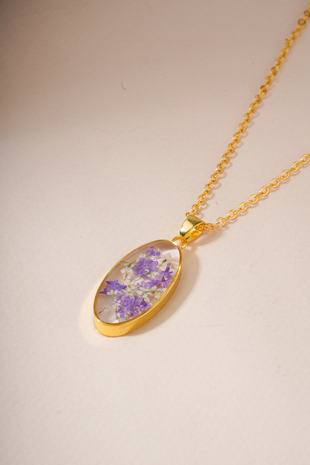 Dried hydrangeas Real Flower Resin Pendant chain for girls