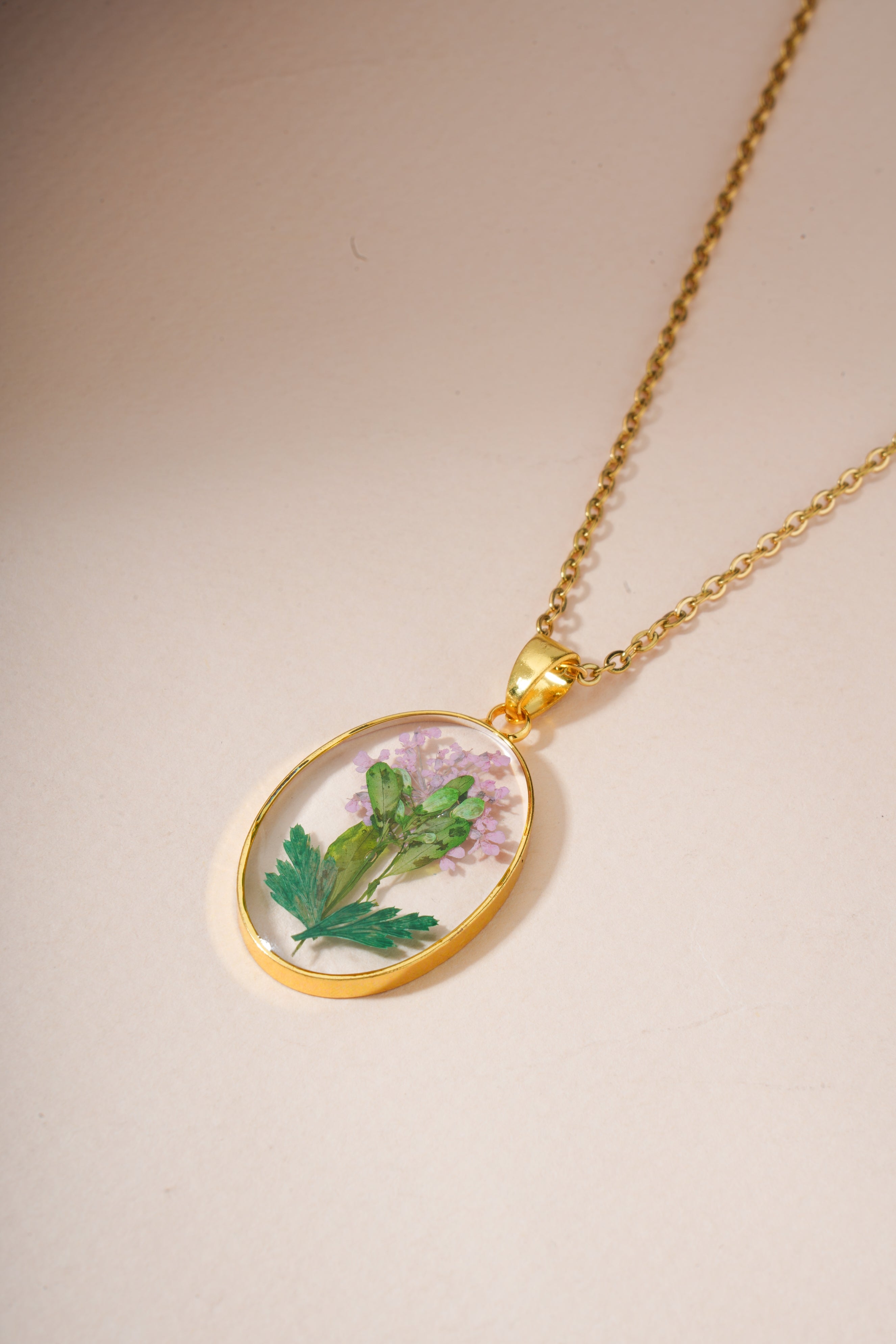 Dried Real Flower Resin Floral Pendant chain for girls