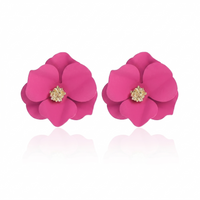 Pink Flower shaped Stud Earrings|Gifts for Girlfriend|Gift for Women
