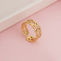 Gold Plated Celtic Knot Open Band Ring, Stainless Steel Woven Mesh Filigree Ring