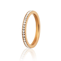 Gold Plated Micro-Pave Zircon Eternity Band Ring, Thin Stackable Wedding Ring