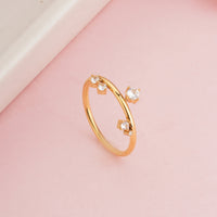 Gold Plated Multi-Stone Zircon Floating Bypass Ring, DaintyAdjustable Band