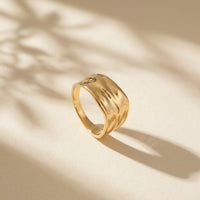 Gold Plated Wide Chunky Dome Ring, Polished Bold Statement Band