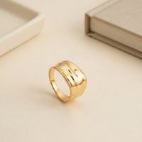 Gold Plated Wide Chunky Dome Ring, Polished Bold Statement Band