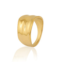 Gold Plated Wide Chunky Dome Ring, Polished Bold Statement Band