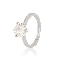 Silver Plated 6-Prong Round Cut Solitaire Ring, Classic Cubic Zirconia