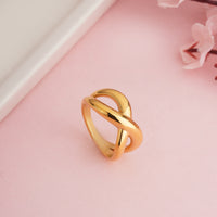 Gold Plated Cross shapped Spiral Ring, Modern Geometric Wrap Design Ring